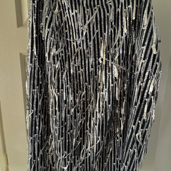 Anthropologie Maeve Silver Sequin Midi Skirt-12-NWT - Picture 1 of 9